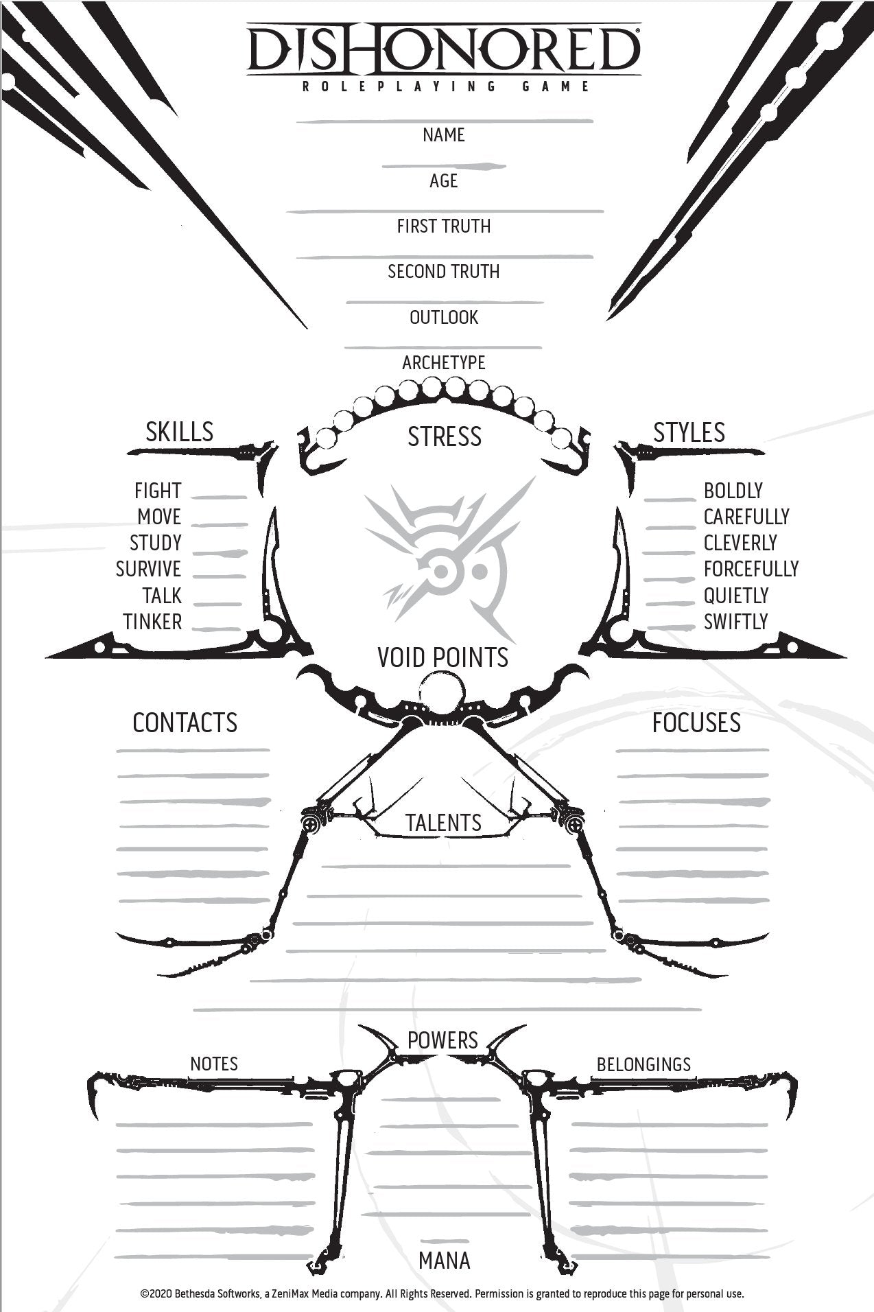 Rpg Board Game Character Sheets