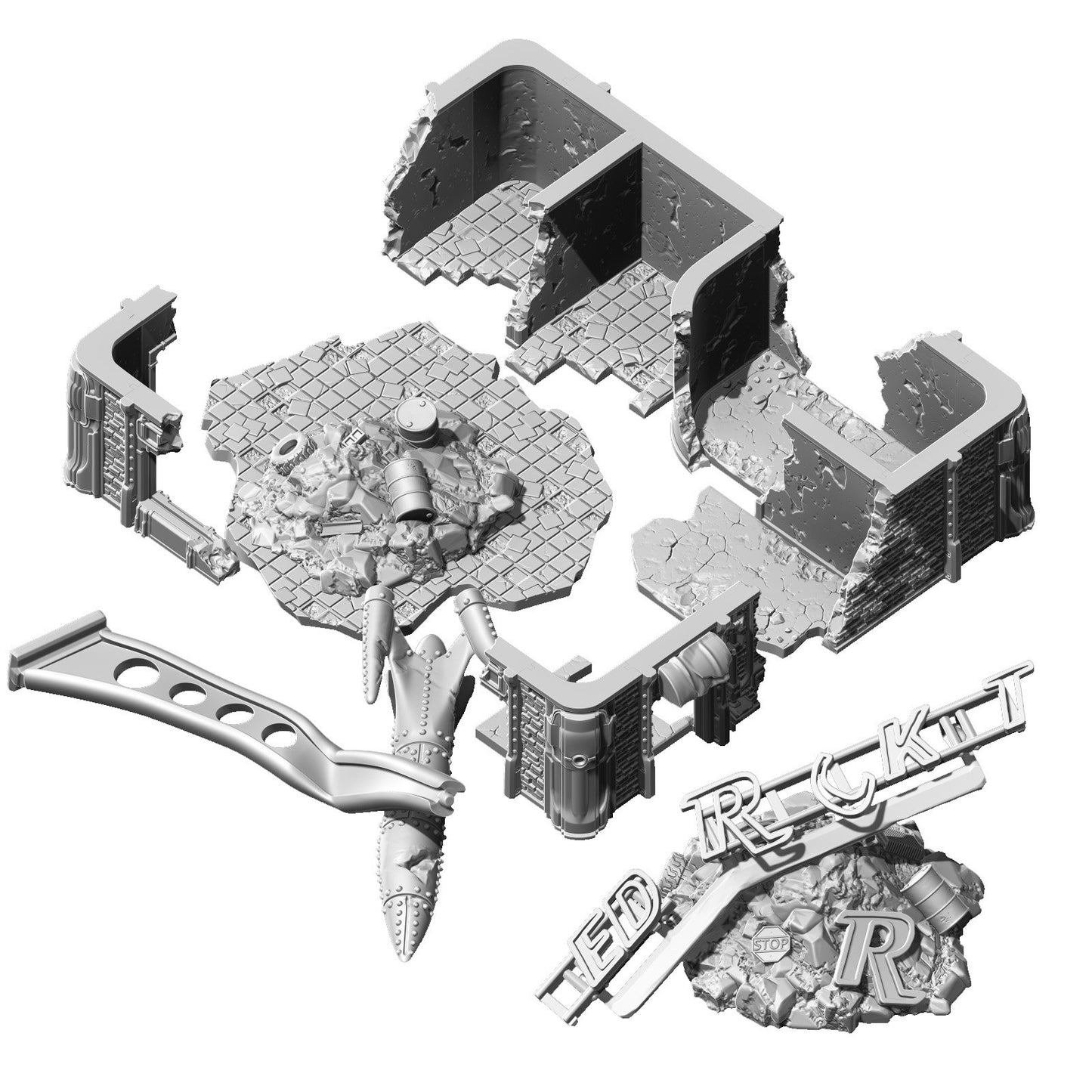 Fallout: Wasteland Warfare - Print at Home - Ruined Red Rocket STL