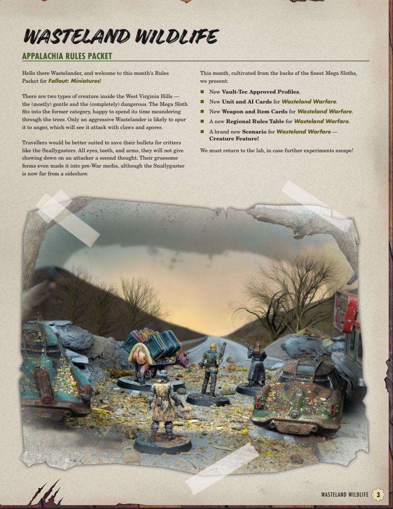 Fallout: Wasteland Warfare - Wasteland Wildlife Rules Packet - PDF Fallout: Miniatures Modiphius Entertainment 