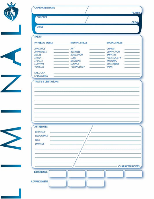 Liminal: Character Sheet (Free) - Modiphius Entertainment