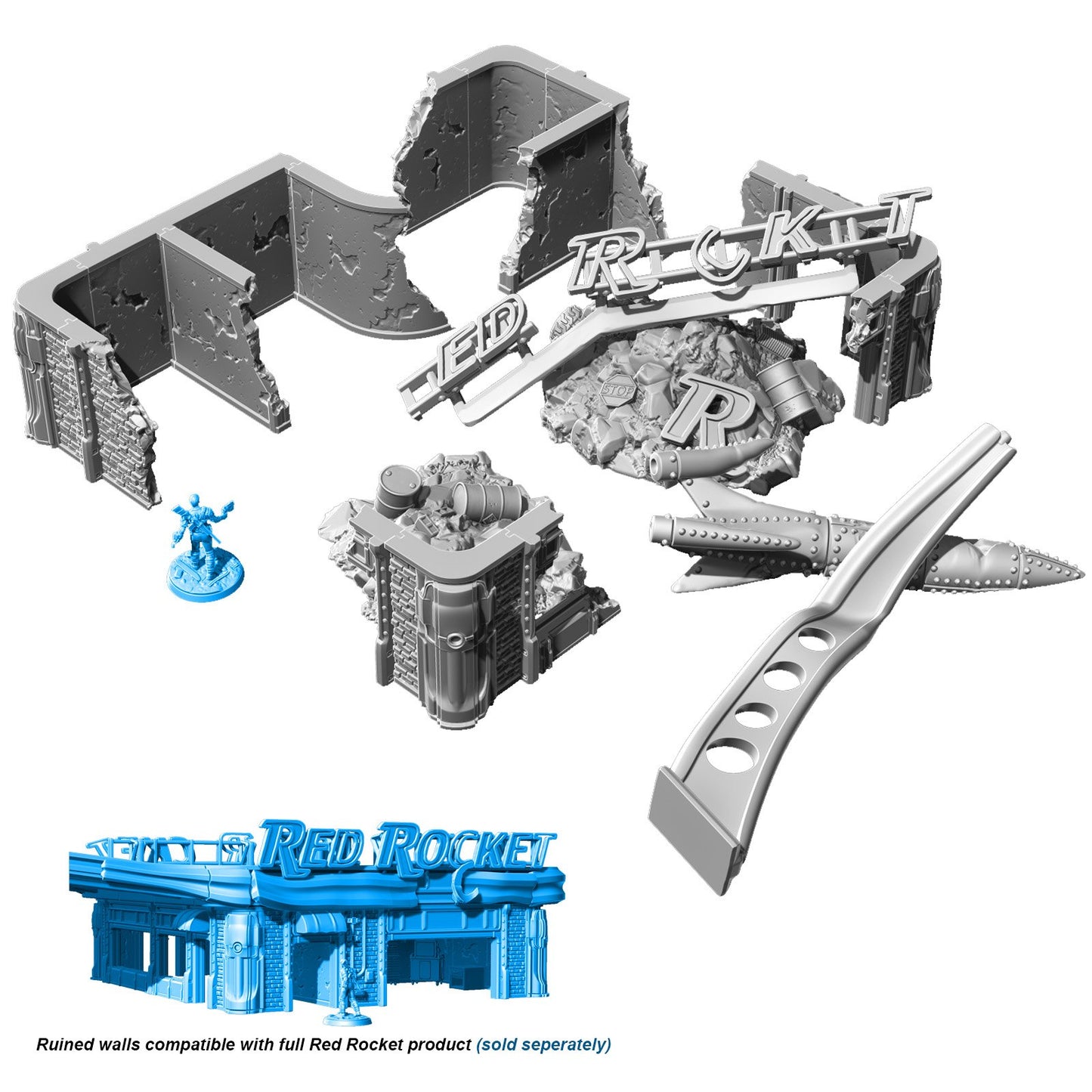 Fallout: Wasteland Warfare - Print at Home - Ruined Red Rocket STL