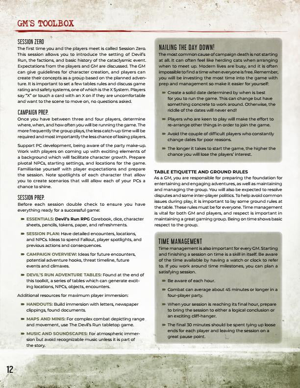 Devil’s Run Roleplaying Game GM Screen & Toolkit - PDF