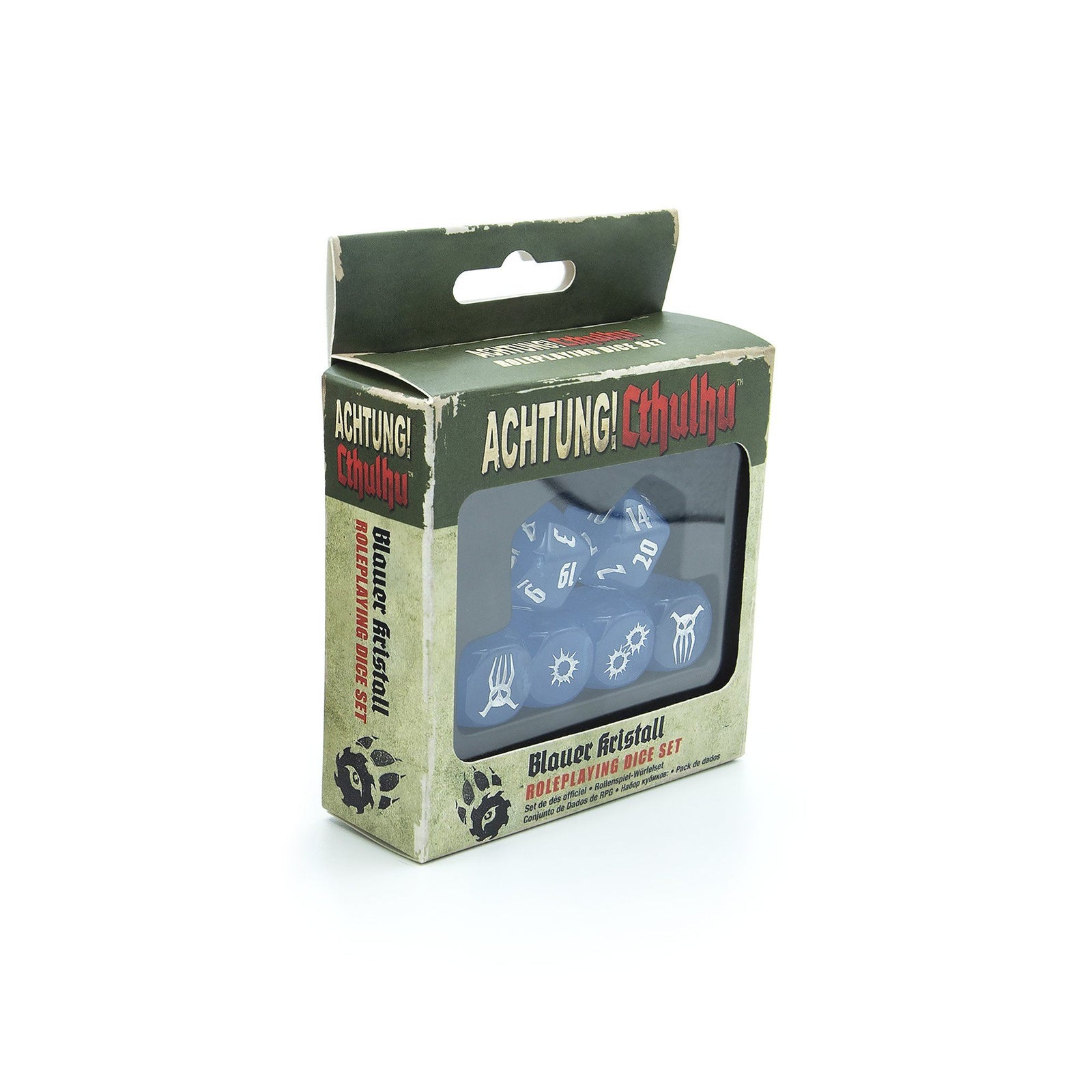 Achtung! Cthulhu 2d20: Blauer Kristall Dice Set