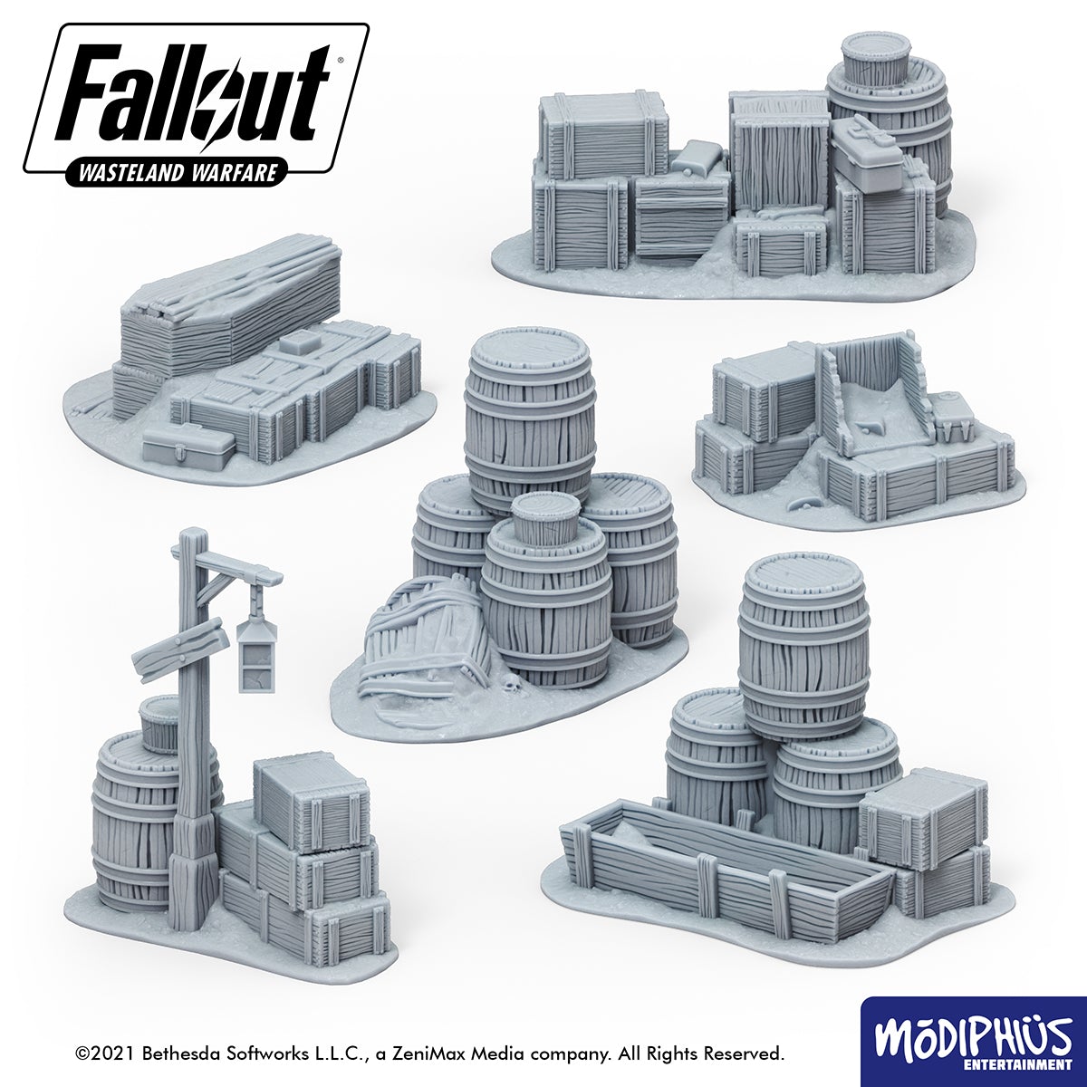 Fallout: Wasteland Warfare - Print at Home -Barrels, Crates and Coffins Fallout: Wasteland Warfare Modiphius Entertainment 