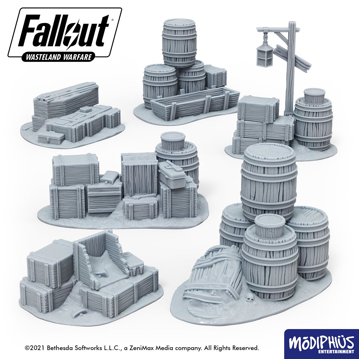Fallout: Wasteland Warfare - Print at Home -Barrels, Crates and Coffins Fallout: Wasteland Warfare Modiphius Entertainment 
