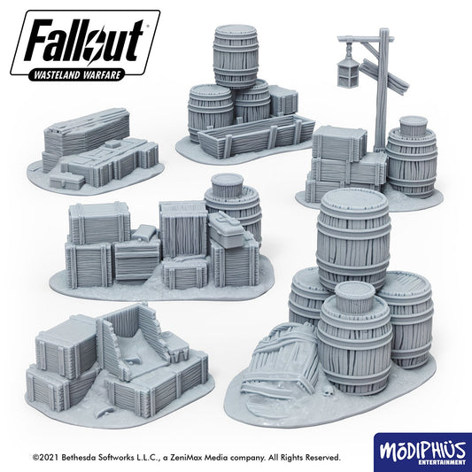 Fallout: Wasteland Warfare - Print at Home -Barrels, Crates and Coffins Fallout: Wasteland Warfare Modiphius Entertainment 