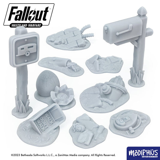 Fallout: Wasteland Warfare - Print at Home - Basing Greebles: Downtown Debris Fallout: Wasteland Warfare Modiphius Entertainment 