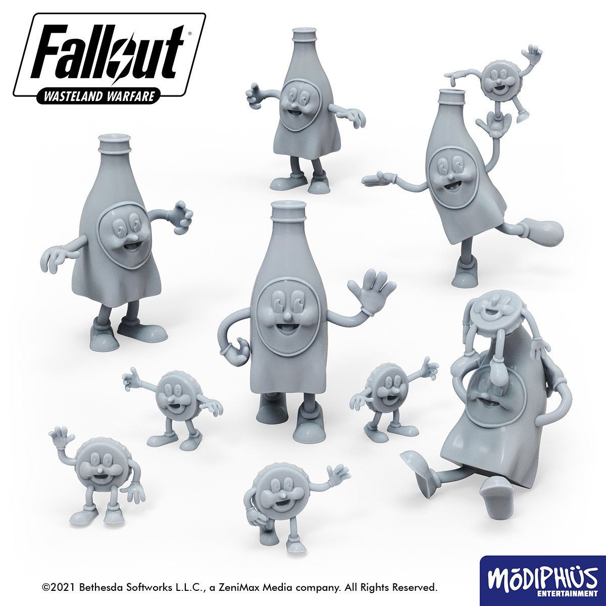 Fallout: Wasteland Warfare - Print at Home -Bottle and Cappy STL Fallout: Wasteland Warfare Modiphius Entertainment 