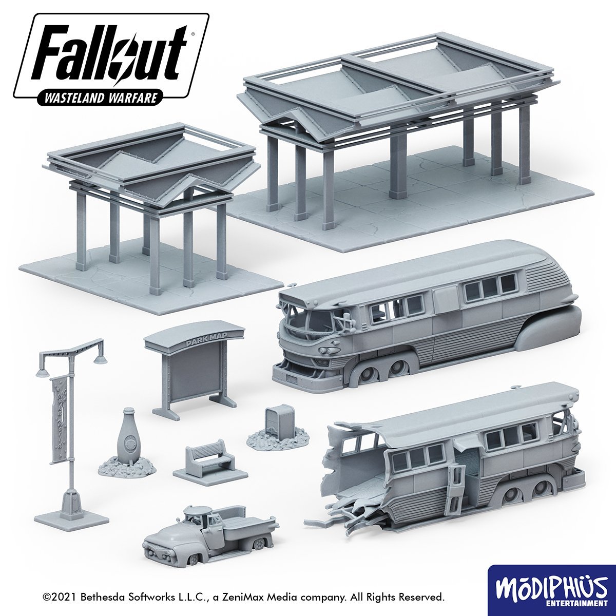 Fallout: Wasteland Warfare - Print at Home - Nuka World Parking Lot STL Fallout: Wasteland Warfare Modiphius Entertainment 