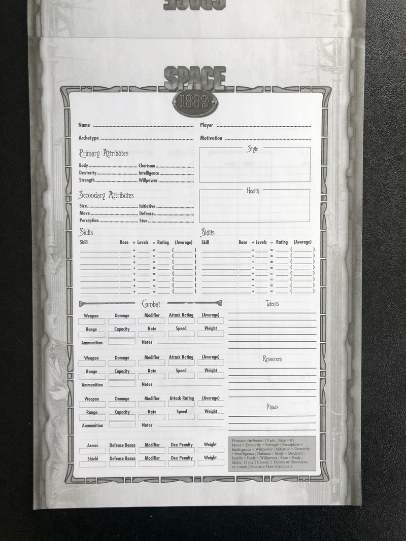 Space 1889 Character Sheets Space 1889 Modiphius Entertainment 