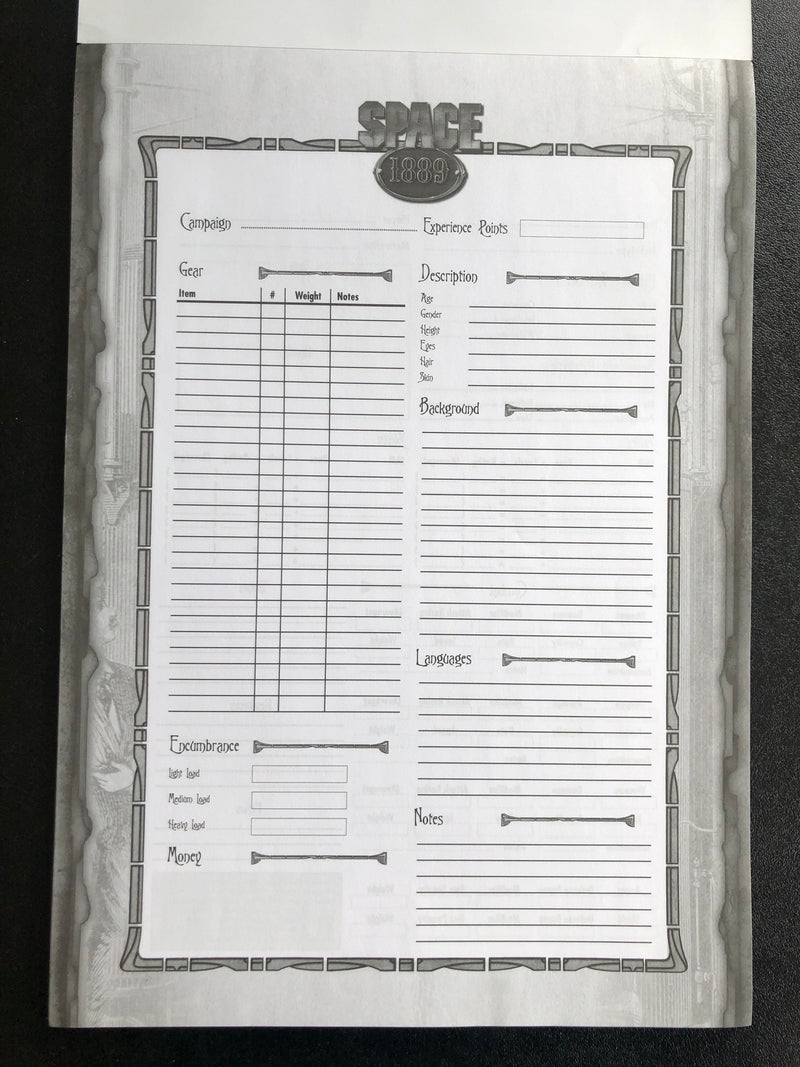 Space 1889 Character Sheets Space 1889 Modiphius Entertainment 