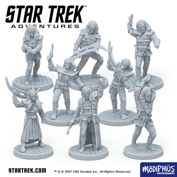 Modiphius Star Trek Adventures Klingon – Set De Dados Oficiales Para Rol: 2 Dados De 20 Caras Y 4 Dados De Desafío Personalizados, Coleccionable